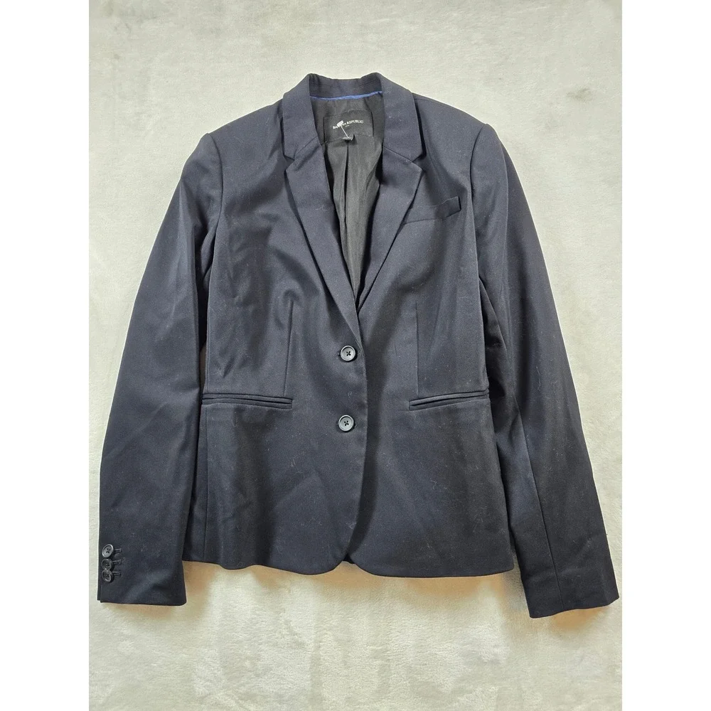 Banana Republic Blazer Women 4 Black Cotton Blend Professional Career Jacket